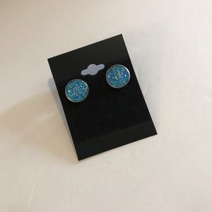 Blue Druzy Earrings